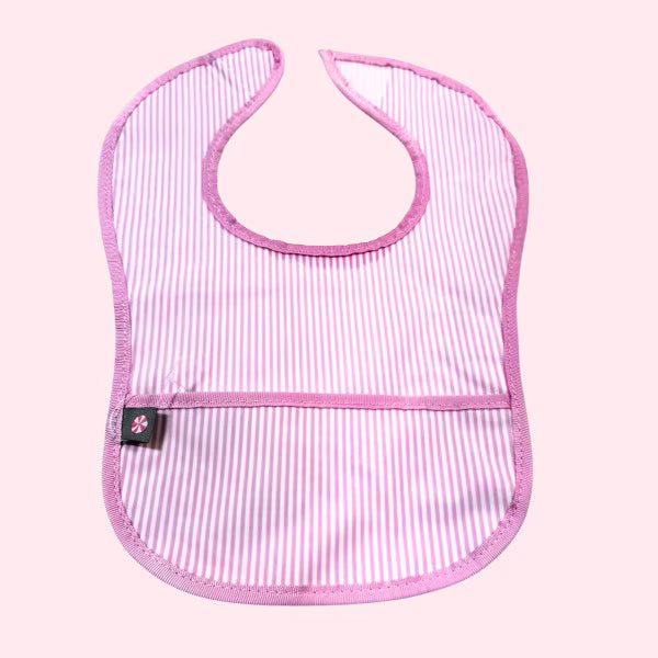 Pink Seersucker Glossy Bib