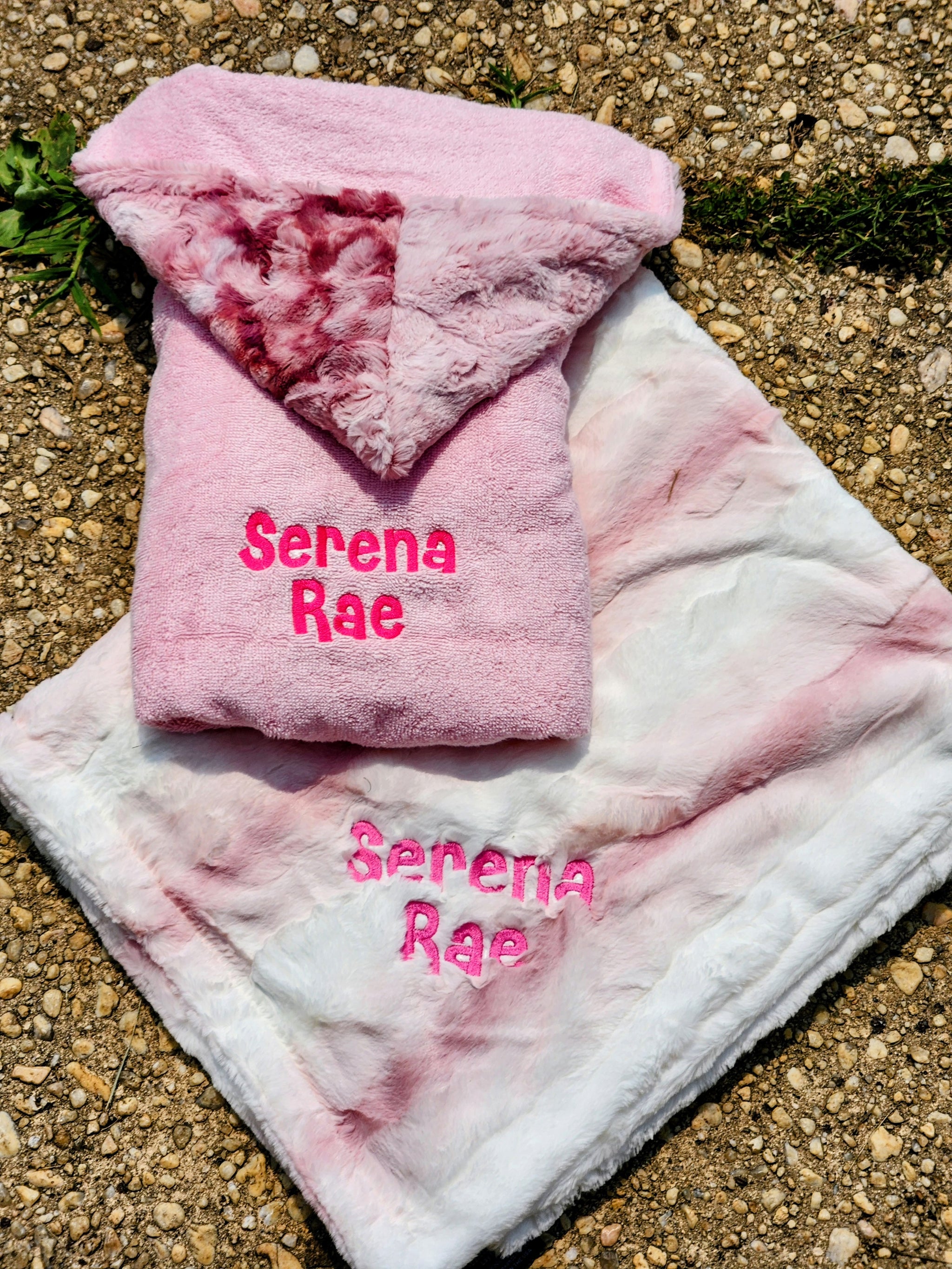 Ombre Blush Rosewood Girls Minky Blanket
