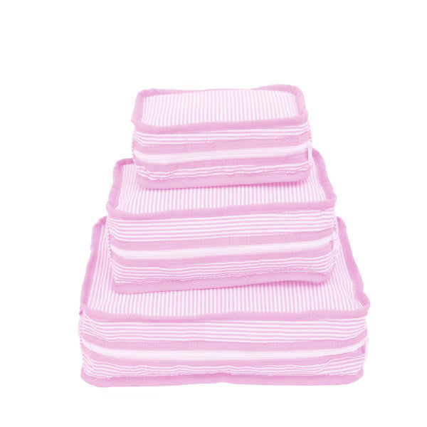 Pink Seersucker Stacking Travel Set