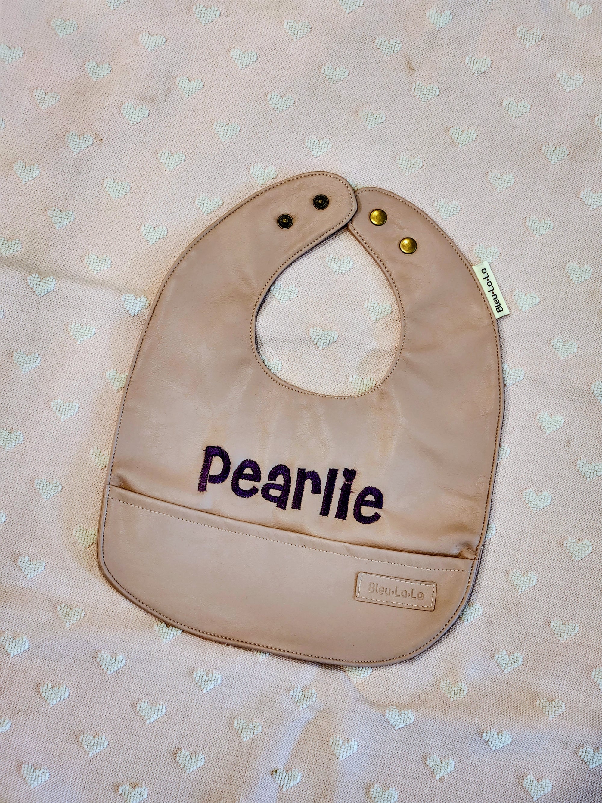 Mauve Leather Girls Bib