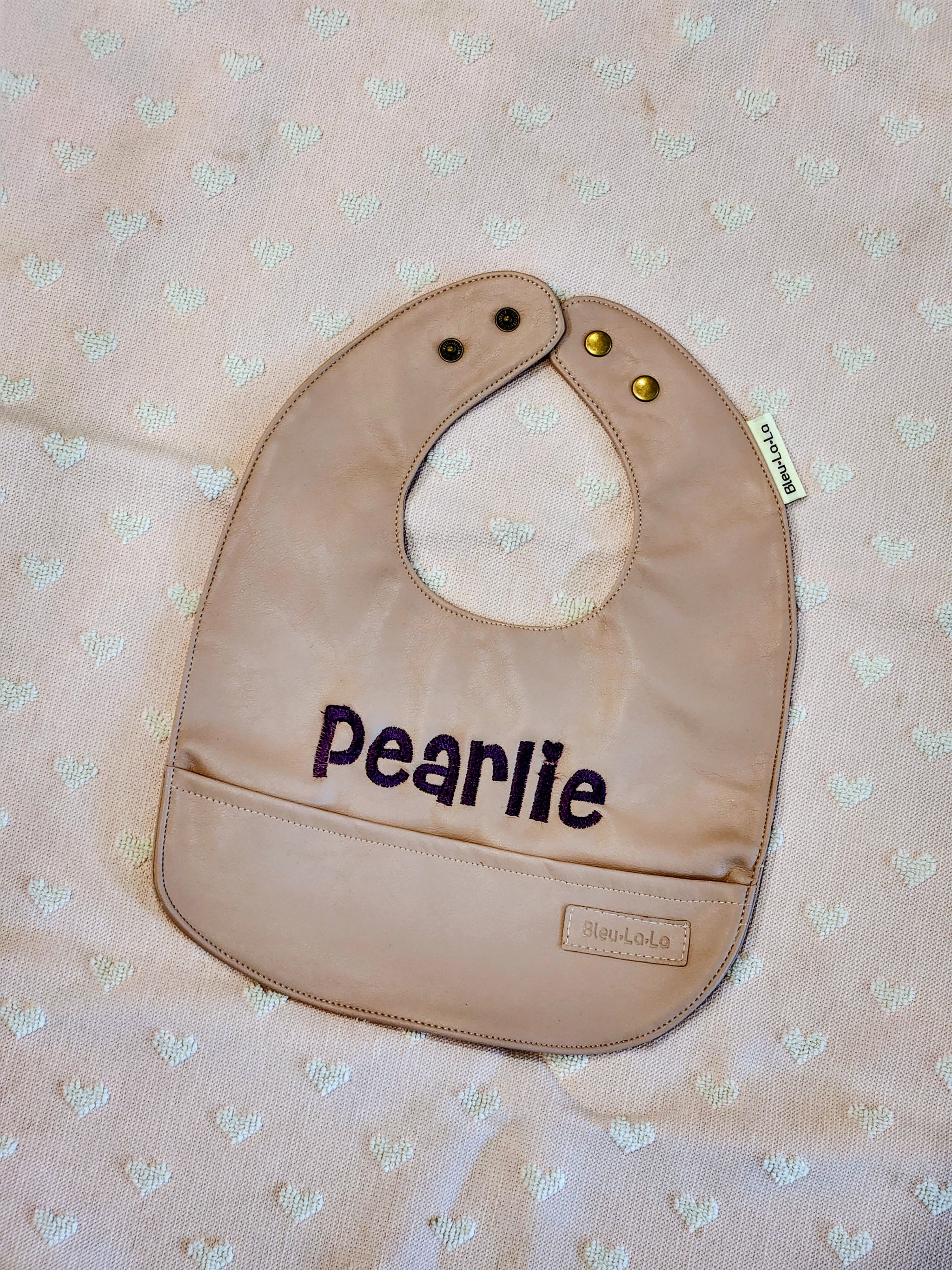 Mauve Leather Girls Bib