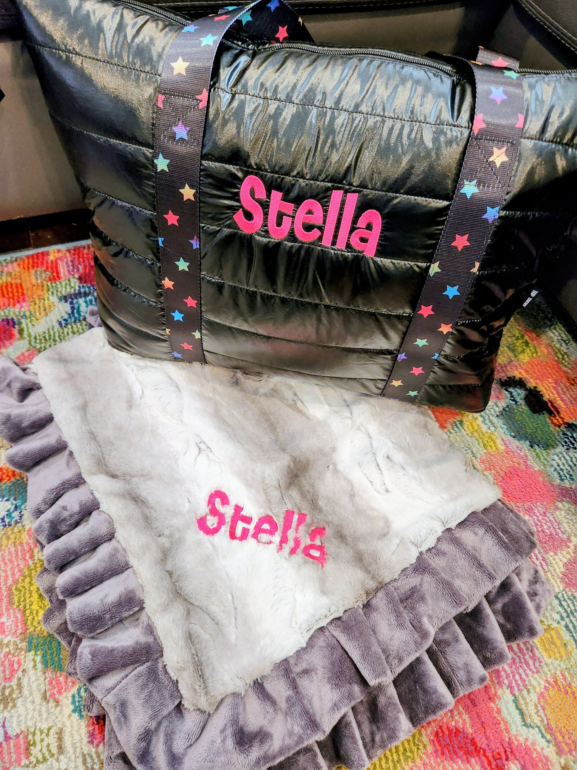 Large Charcoal Ruffle Ombre Gray Boys Girls Blanket