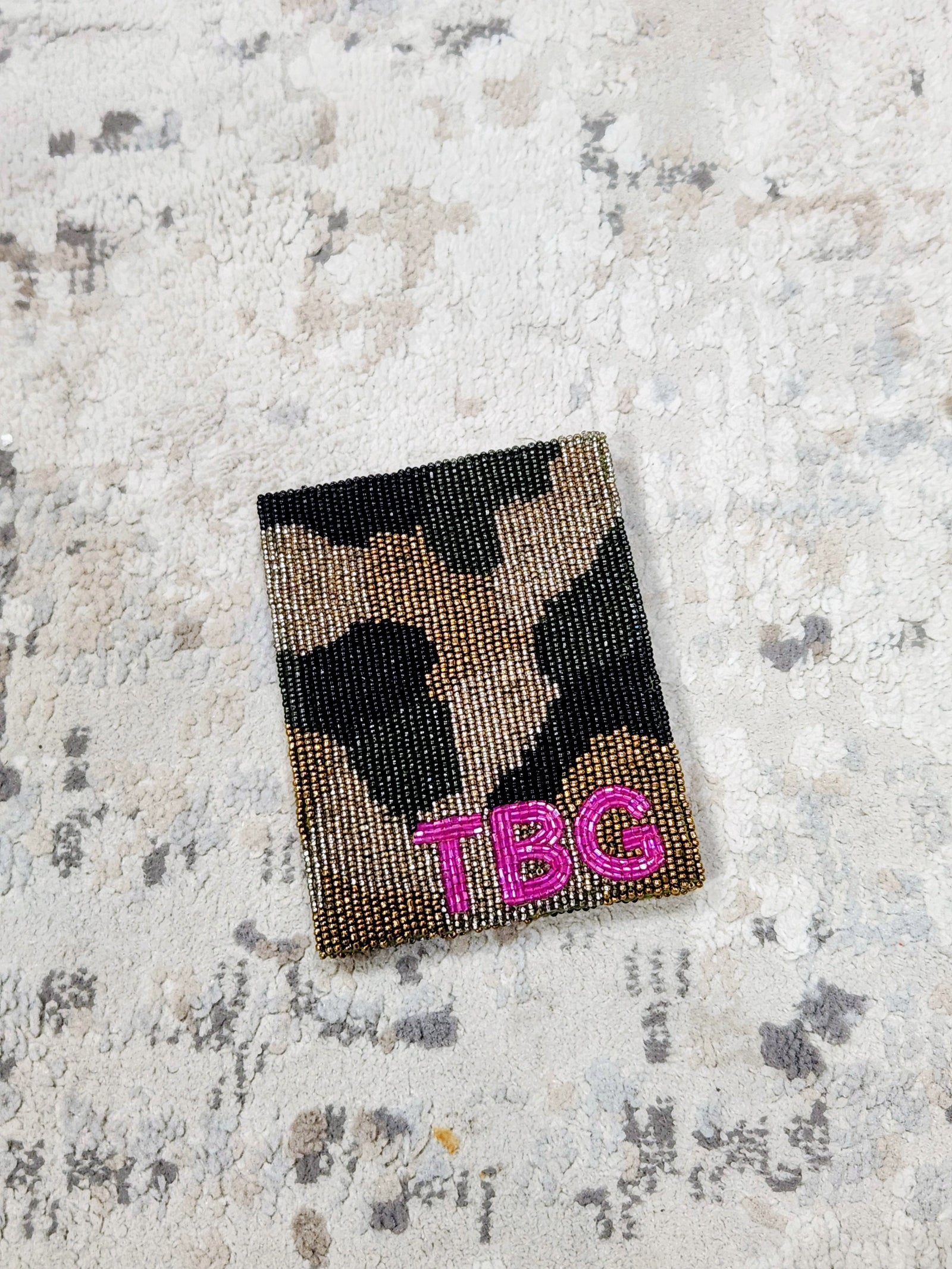 Beaded camo passport case