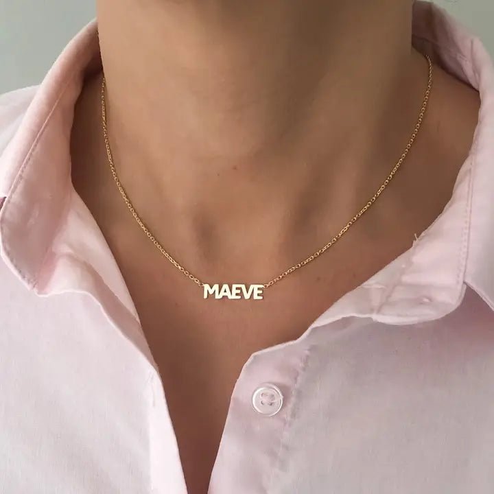 Block Font Name Necklace