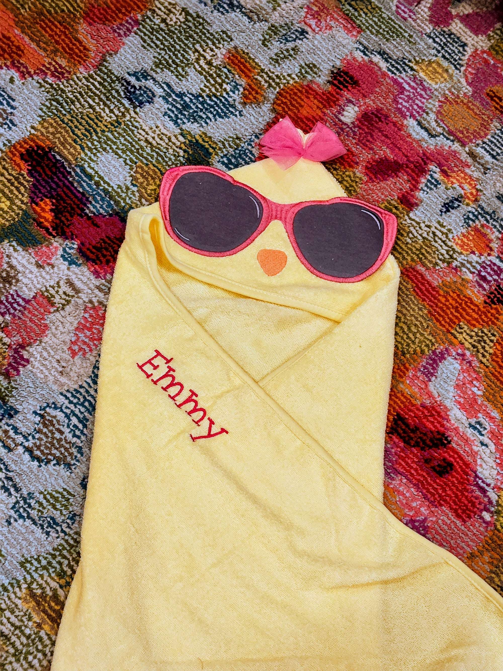 Cute Chick Girl Toddler Sunglasses Towel