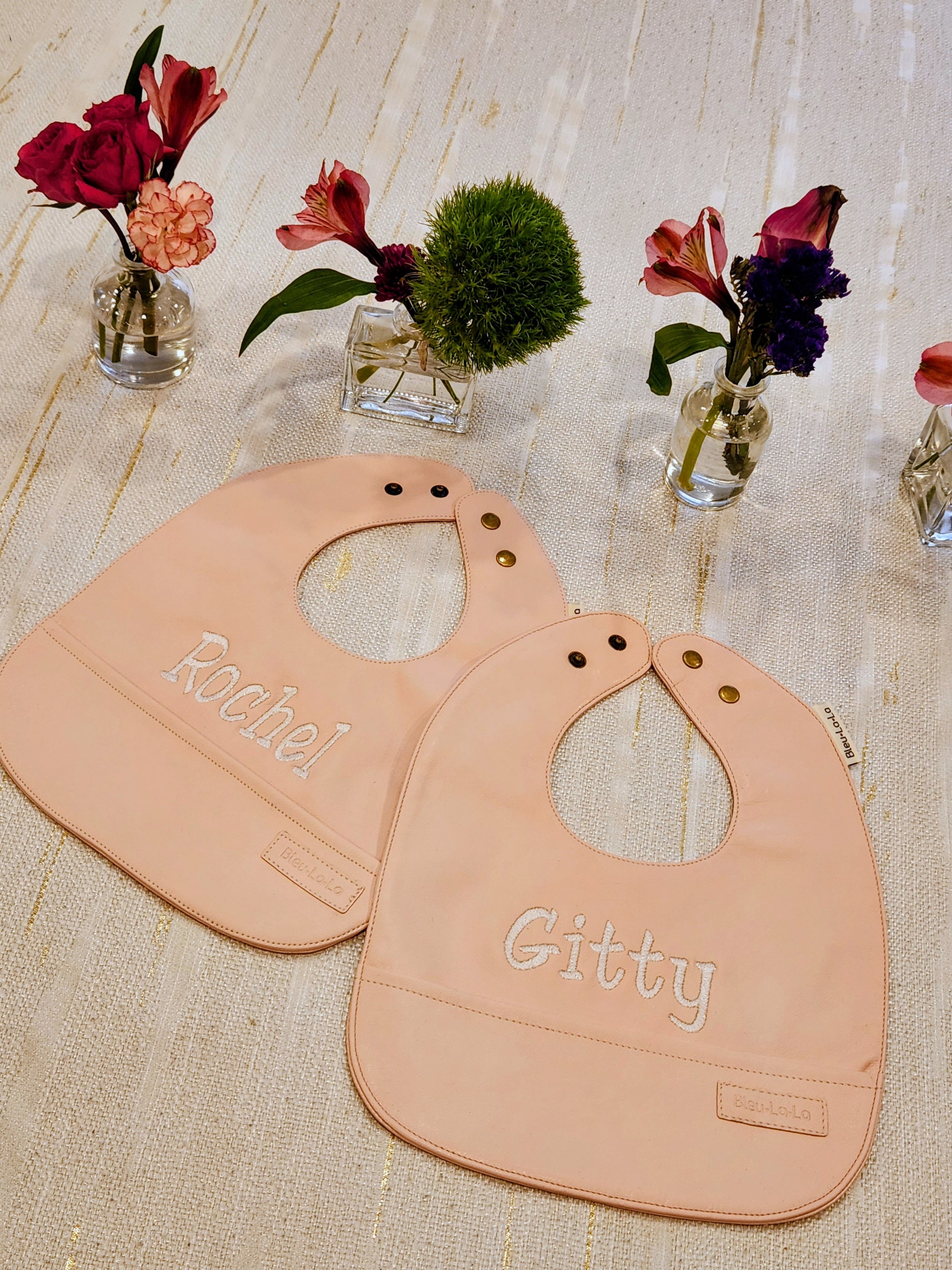 Blush Pink Leather Girls Bib