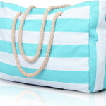 Light Blue and White Beach Bag