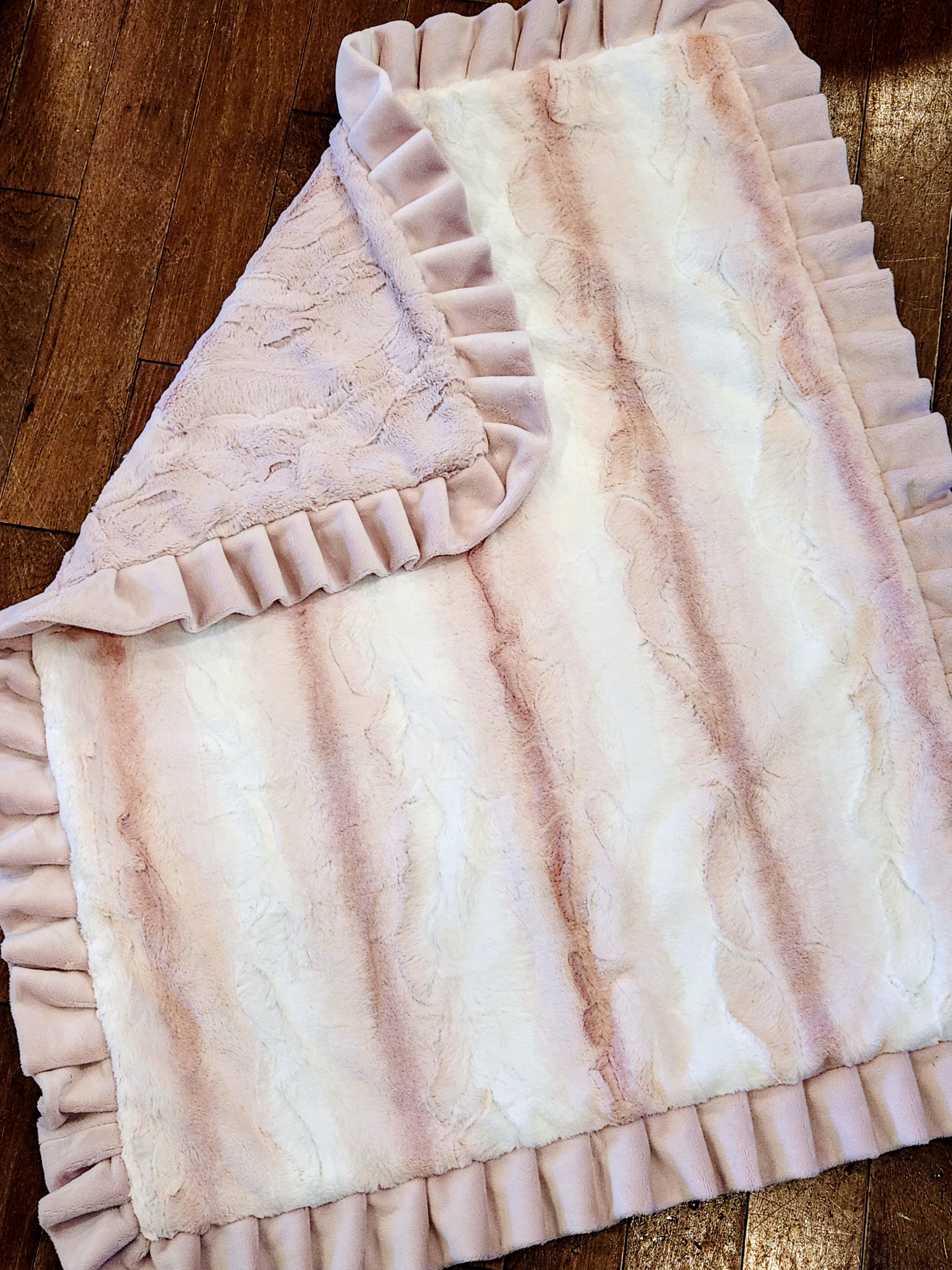 Ombre Blush Rosewood Pink Girls Ruffle Blanket