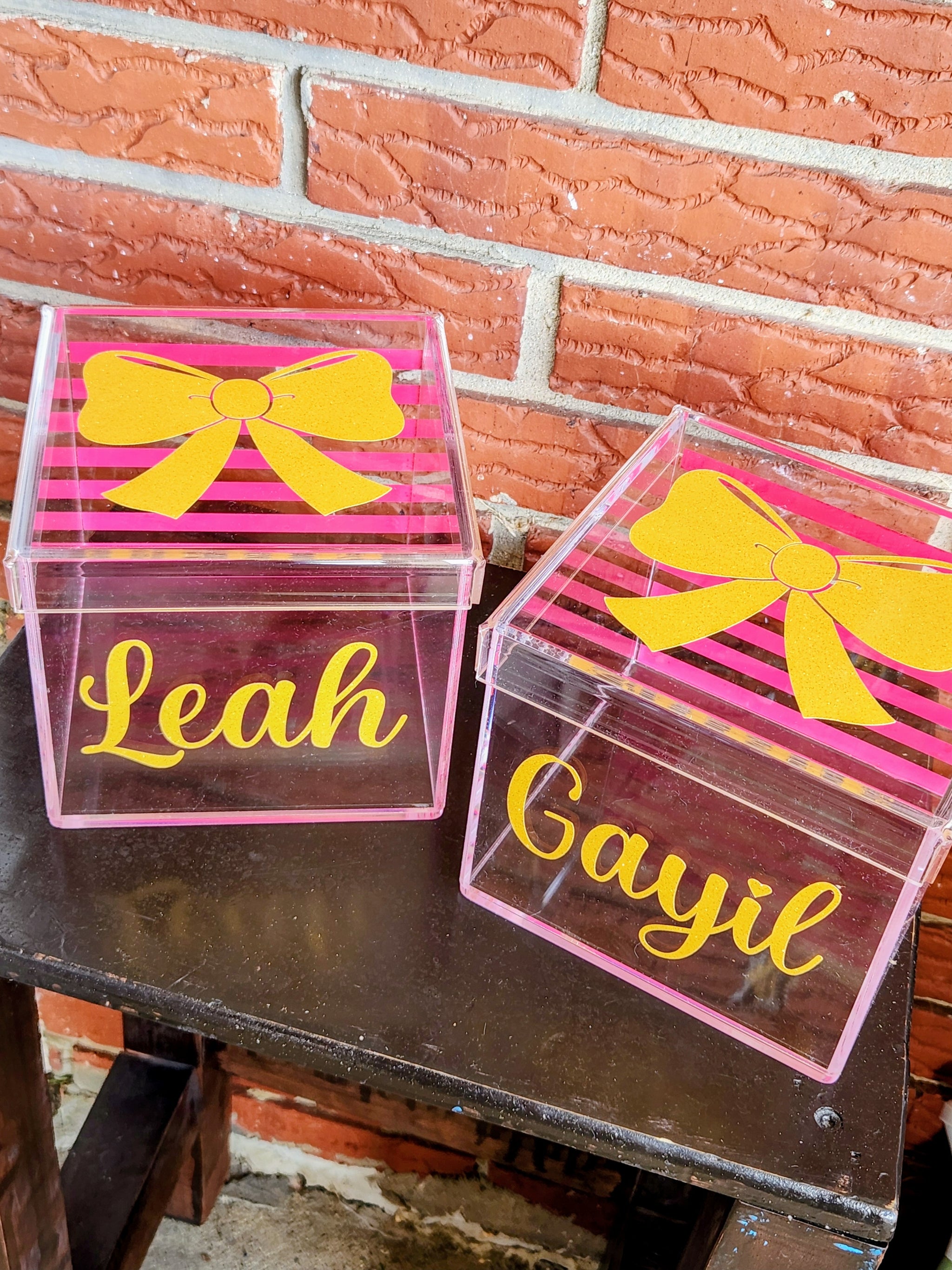 Gold Bow Lucite Box