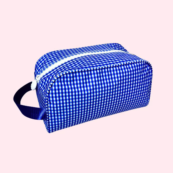 Electric Blue Gingham Toiletry Bag
