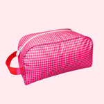 Flamingo Pink Gingham Toiletry Bag