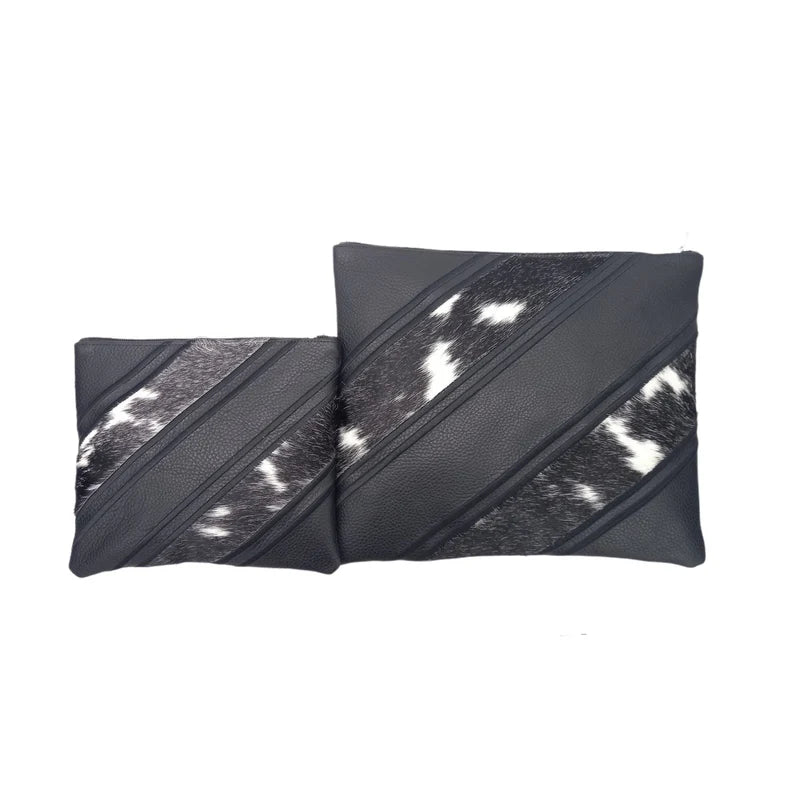Black Leather/Black & White Fur Tallis/Tefillin bag