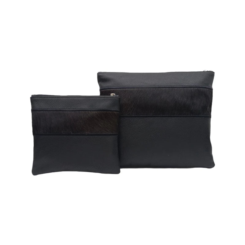 Black Leather/Black Fur Tallis/Tefillin bag
