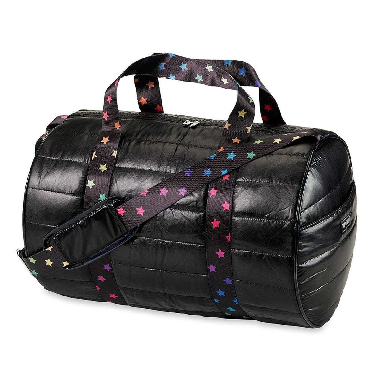 Black Puffer Duffle Scatter Star Strap