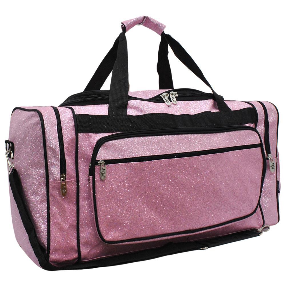 Light Pink Glitter Pocket Duffle Bag 23"