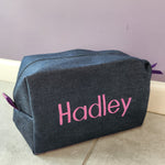 Denim with Purple Sparkle Toiletry Bag