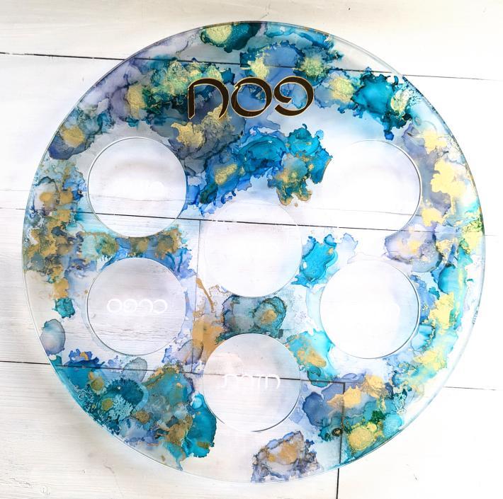 Watercolor Lucite Seder Plate