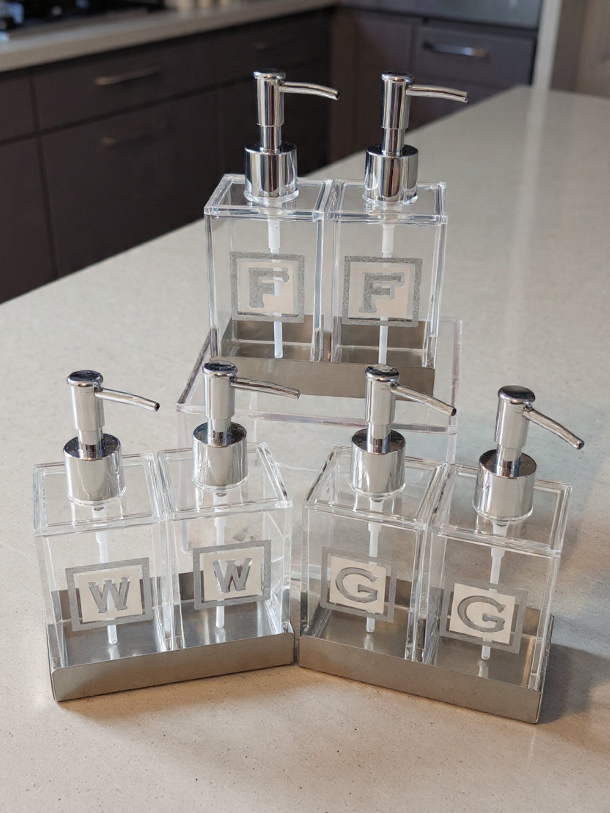 Lucite Soap Dispenser Set