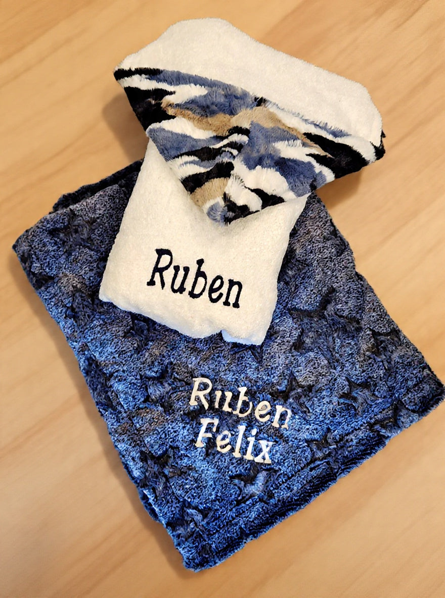 Navy Stars Chambray Boys Minky Blanket