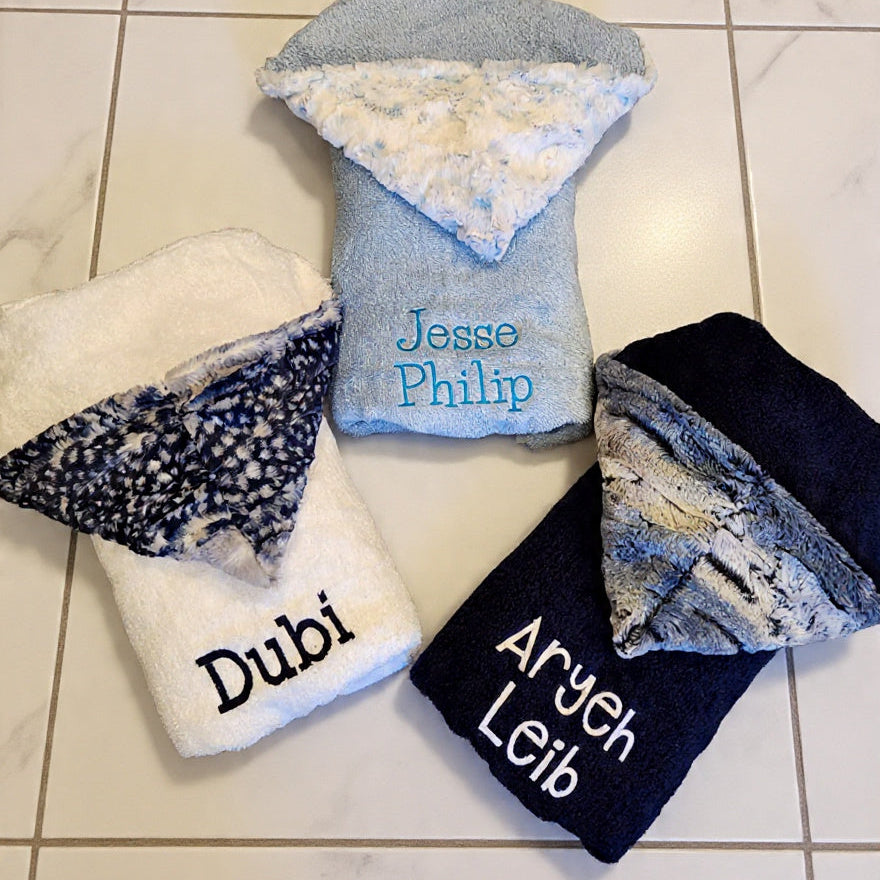 Cibirian Navy White Boys Hooded Towel