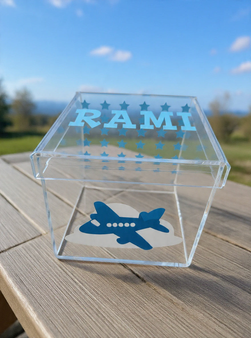 Airplane and Stars Lucite Box