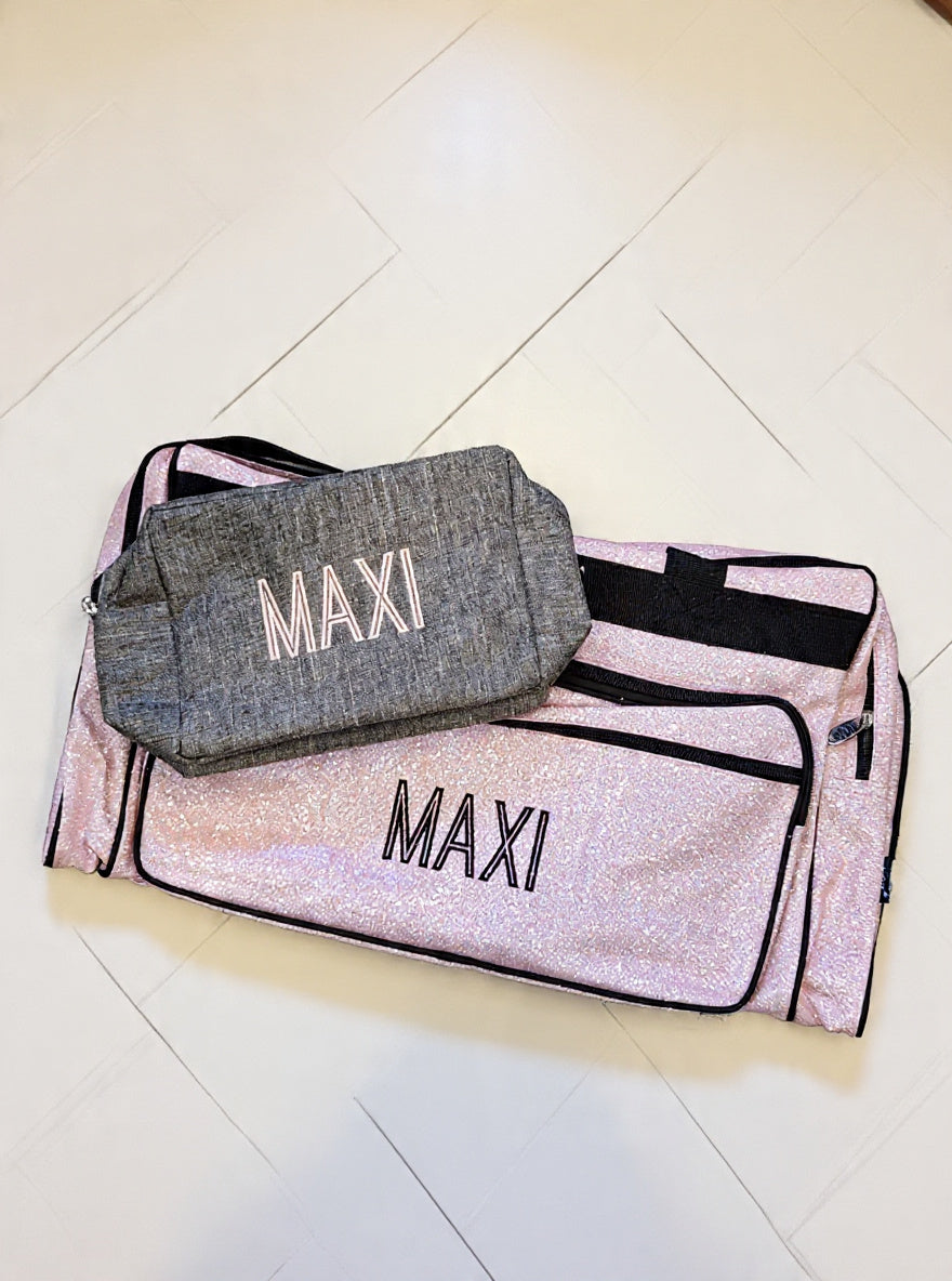 Light Pink Glitter Pocket Duffle Bag 23"