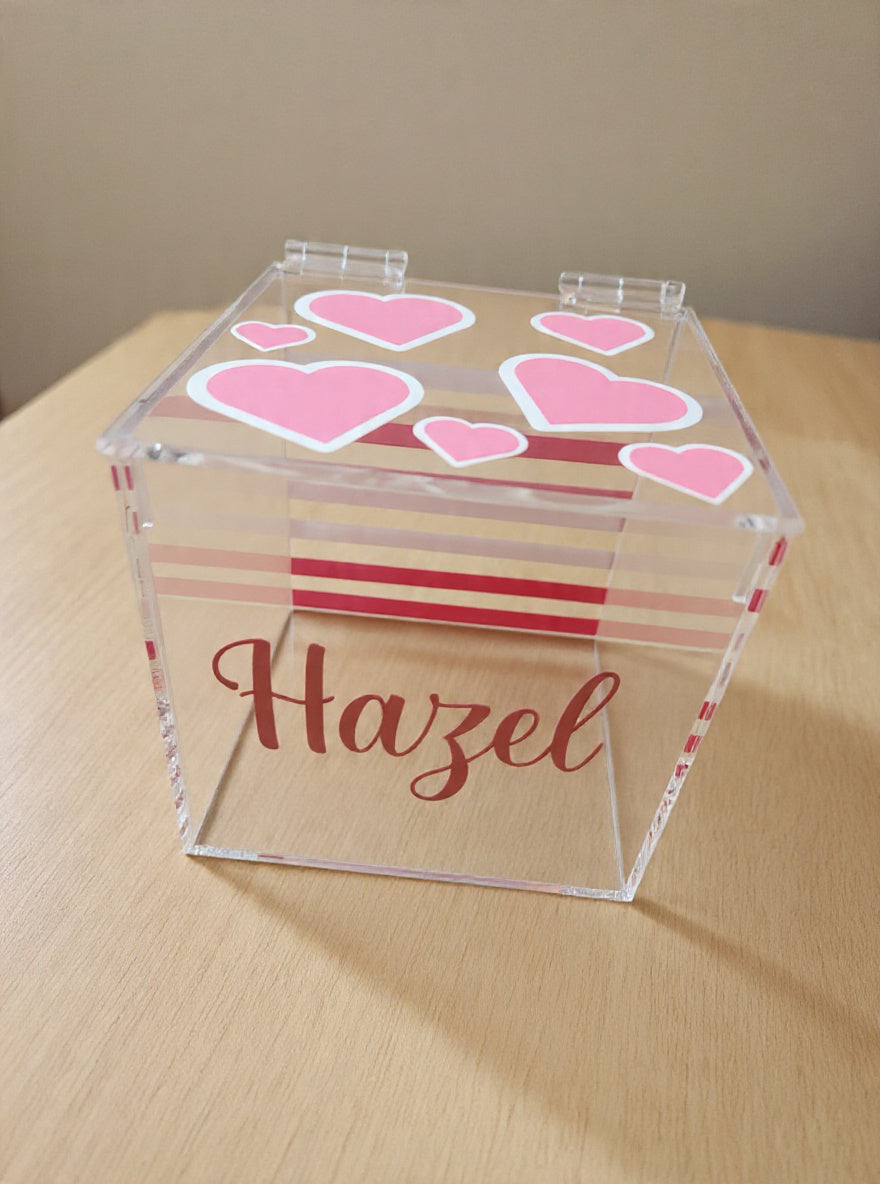 Ombre Stripes and Cloud Hearts Lucite Box