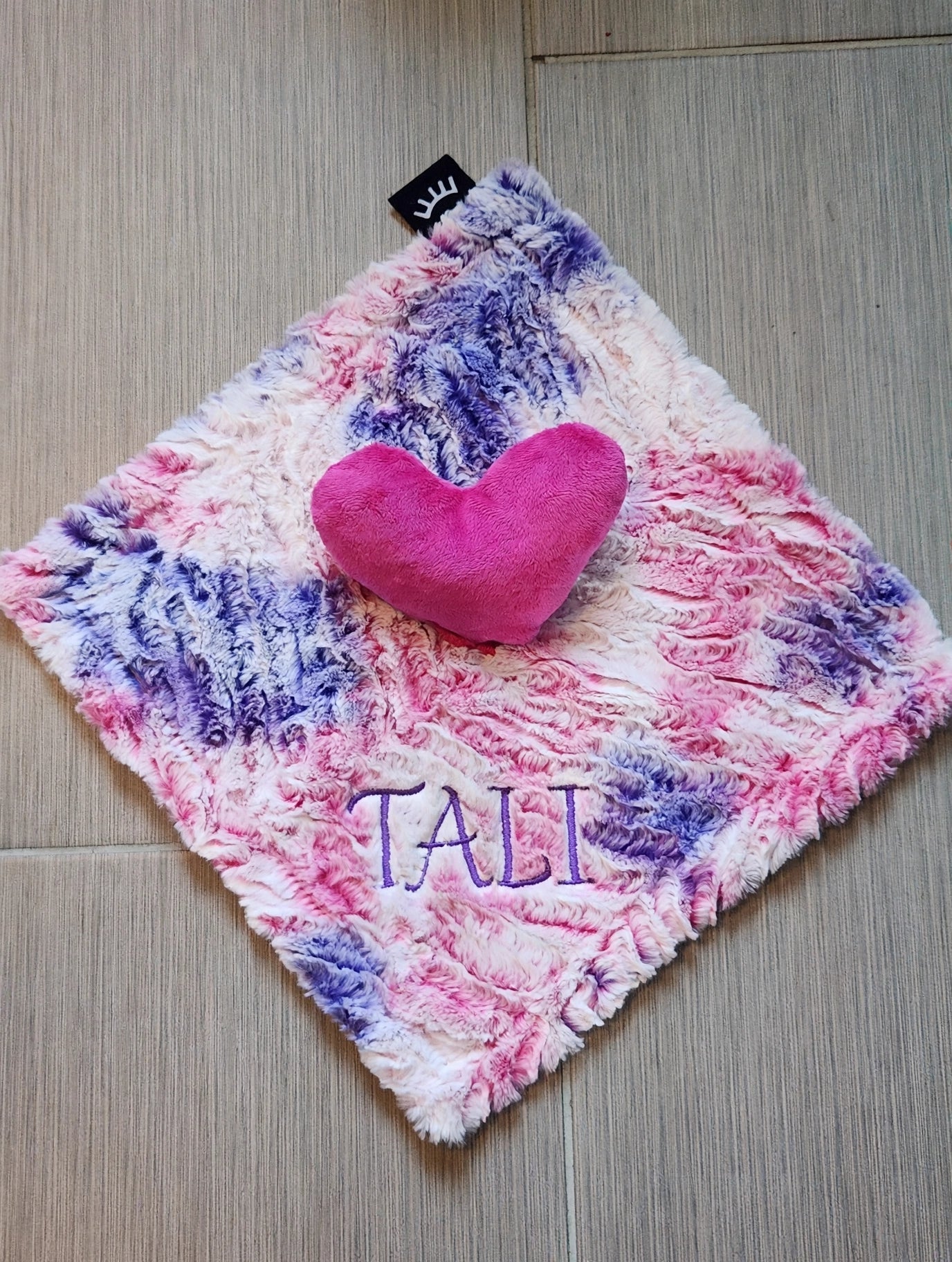 Zebra Cotton Candy Girls Heart Minky Lovey