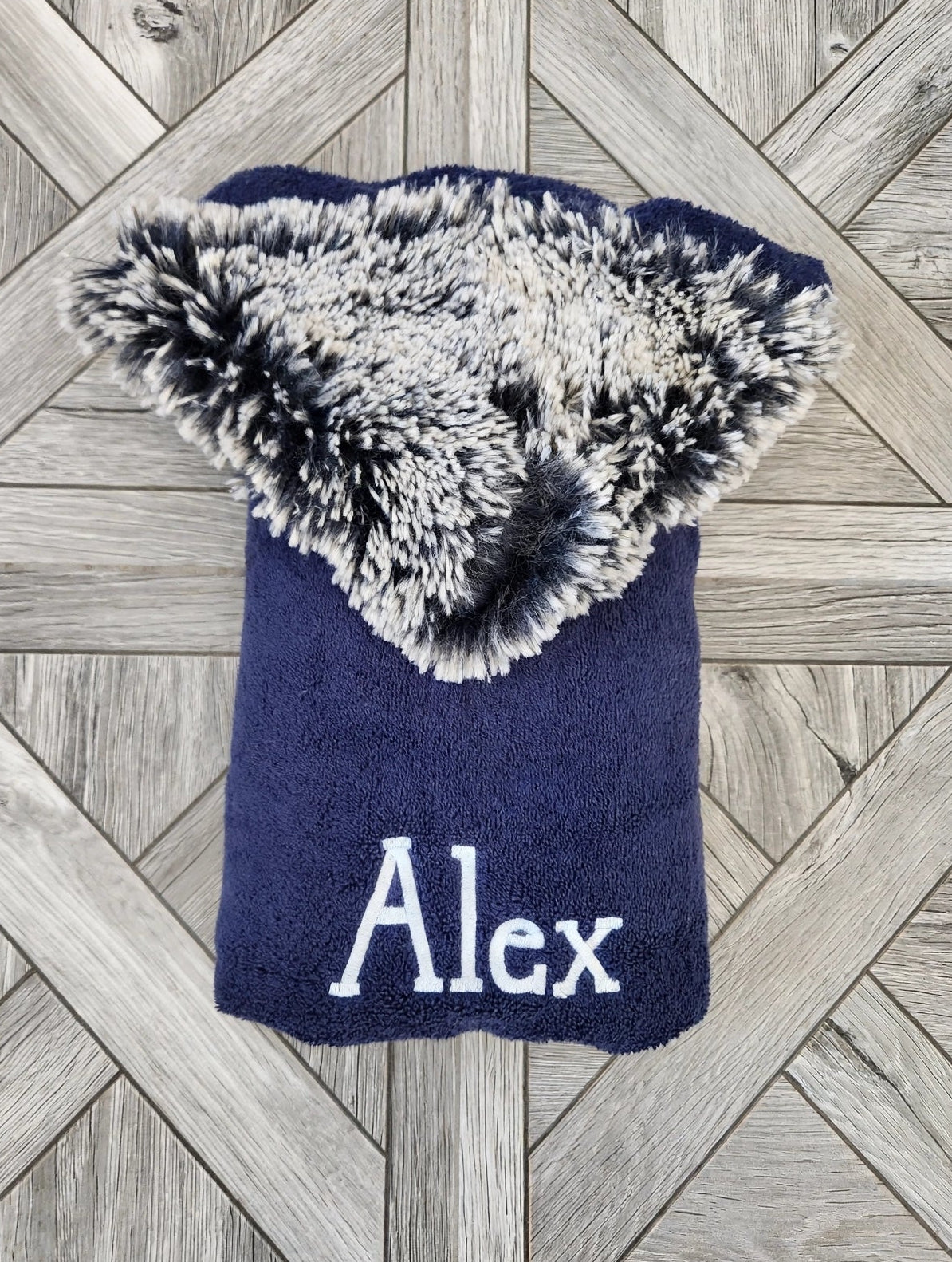 Shaggy Navy Boys Hooded Towel