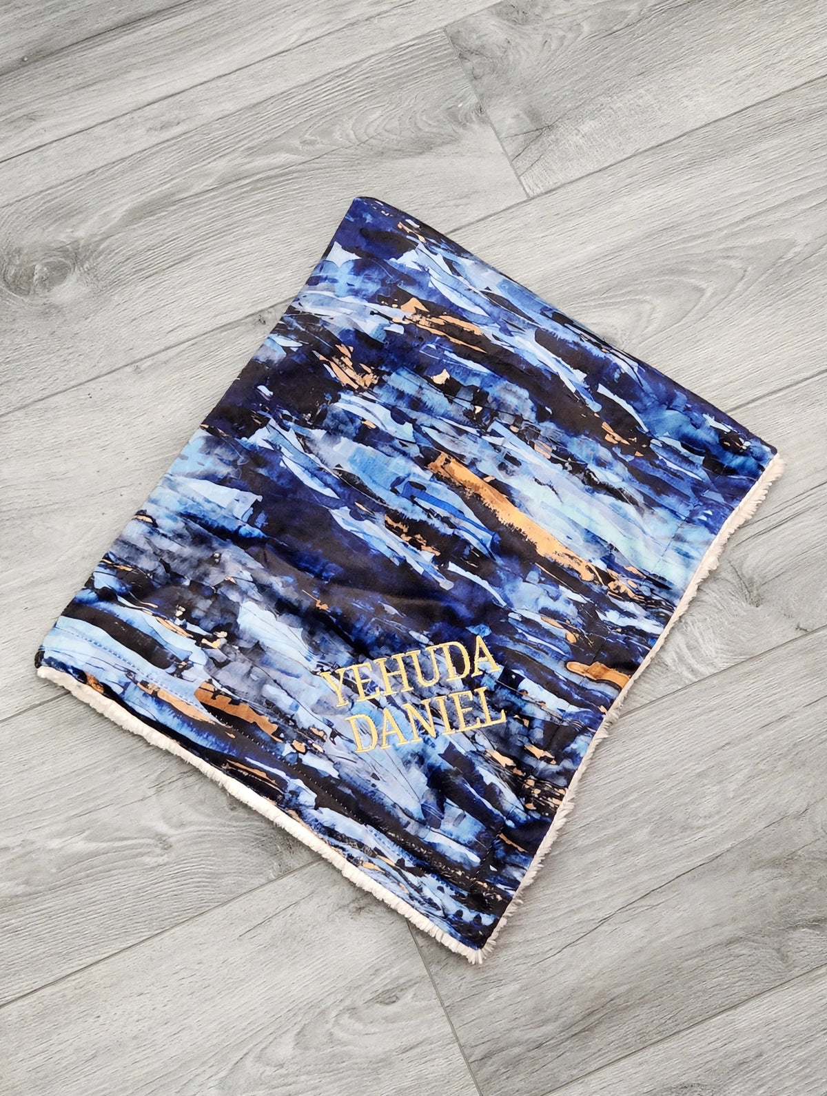 Navy Abstract Boys Minky Blanket