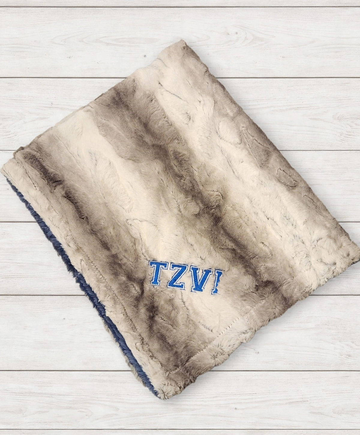 Gray Ombre Cobalt Boys Minky Blanket