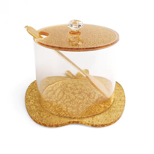 Gold Glitter Apple Honey Dish and Spoon