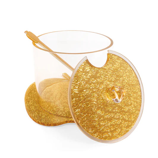 Gold Glitter Apple Honey Dish and Spoon