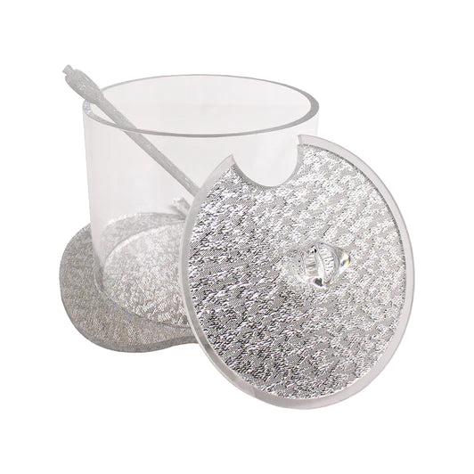 Silver Glitter Apple Honey Dish and Spoon