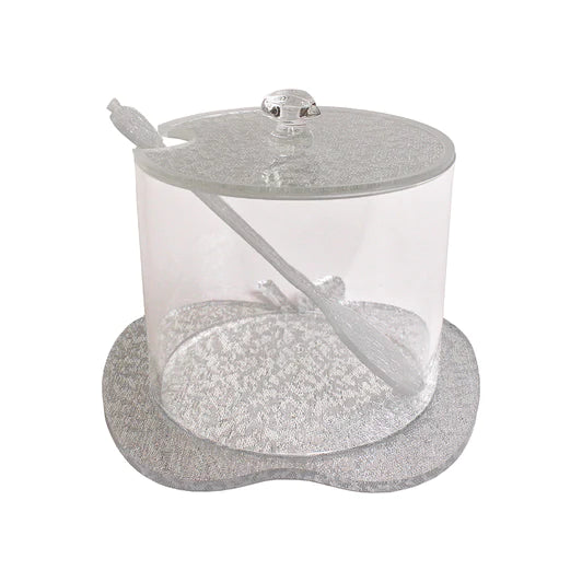 Silver Glitter Apple Honey Dish and Spoon