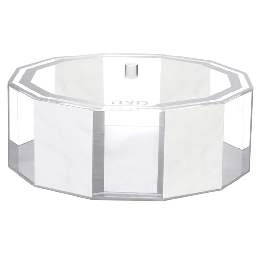 White Marble and Clear Hexagon Matzah Box