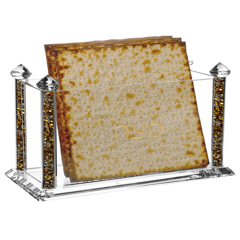 Crystal Square Matzah Box with Gemstones