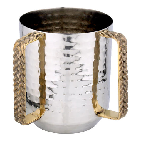 Hammered Stainless Steel Washing Cup with Braided Handles
