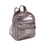 Gunmetal Puffer Mini Backpack White Marble Stripe Straps