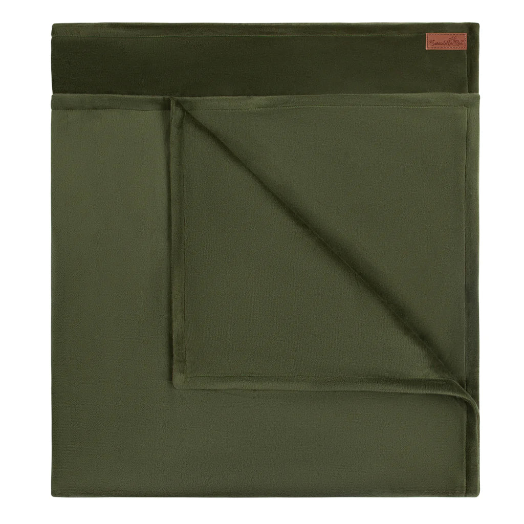 Minky Bee Stroller Blanket Olive Green