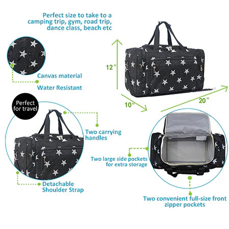 Black Glitter Super Star Duffle Bag