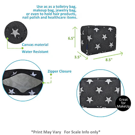 Black Glitter Super Star Toiletry Bag