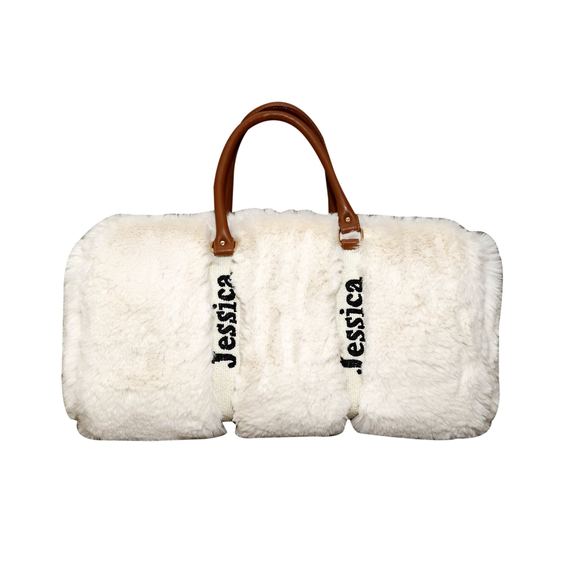 Fuzzy Ivory Beaded Duffle