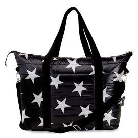 Black Puffer Star Time Print Tote Bag