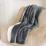 Large Grey Plush Sherpa Blanket