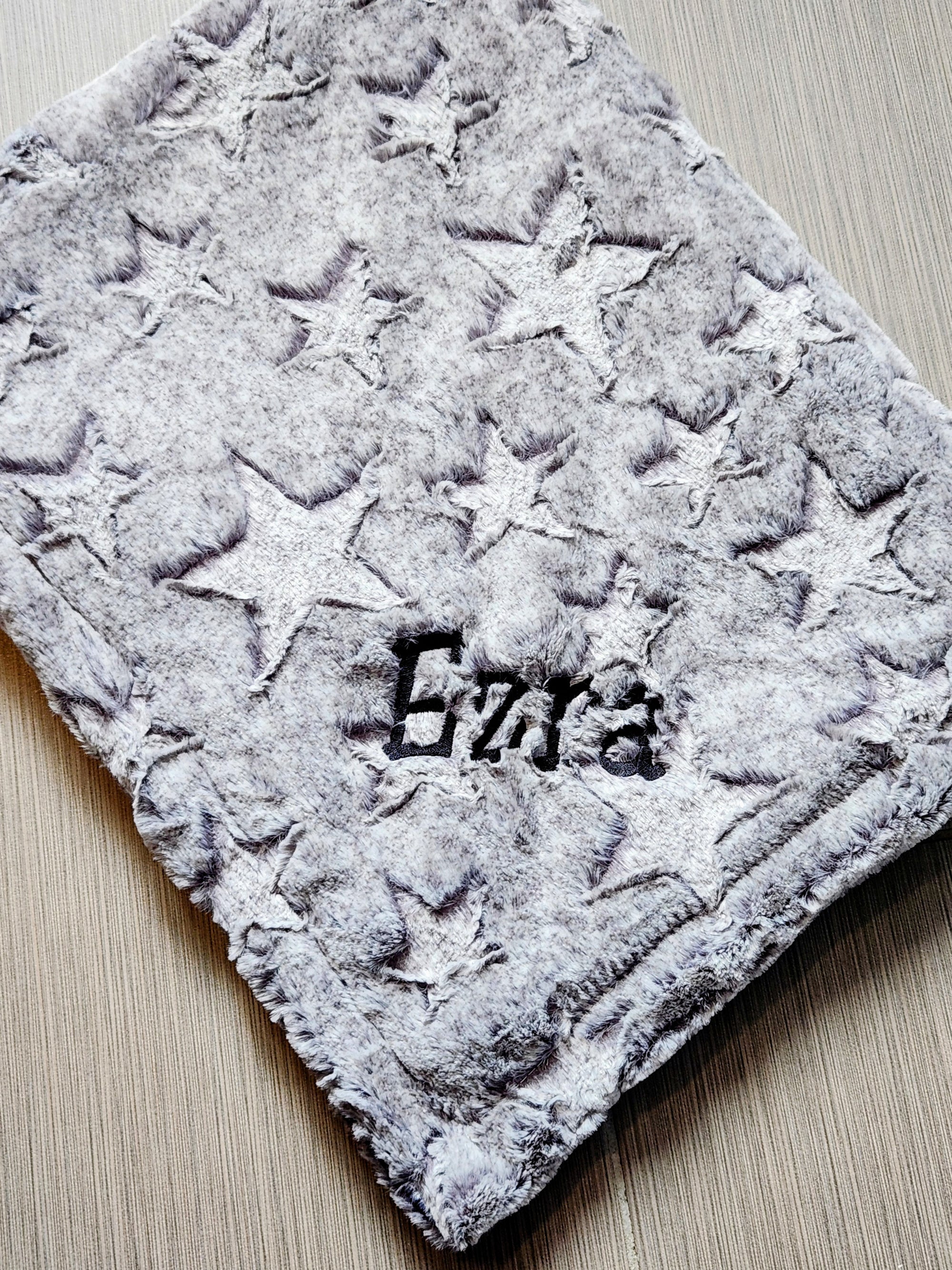 Stars Chambray Gray Girls Boys Minky Blanket