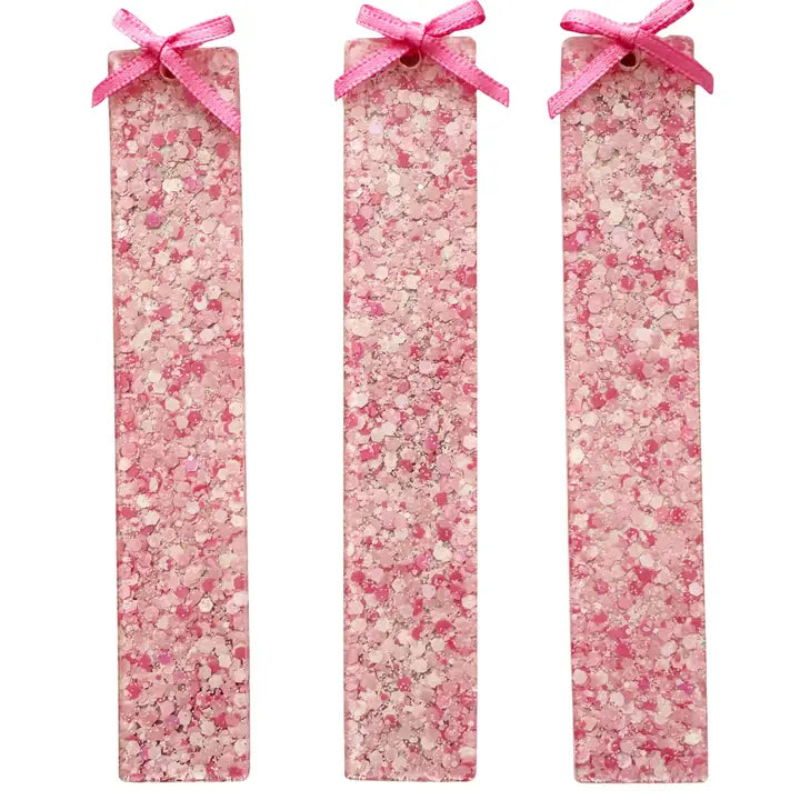 Pink Confetti Resin Bookmark