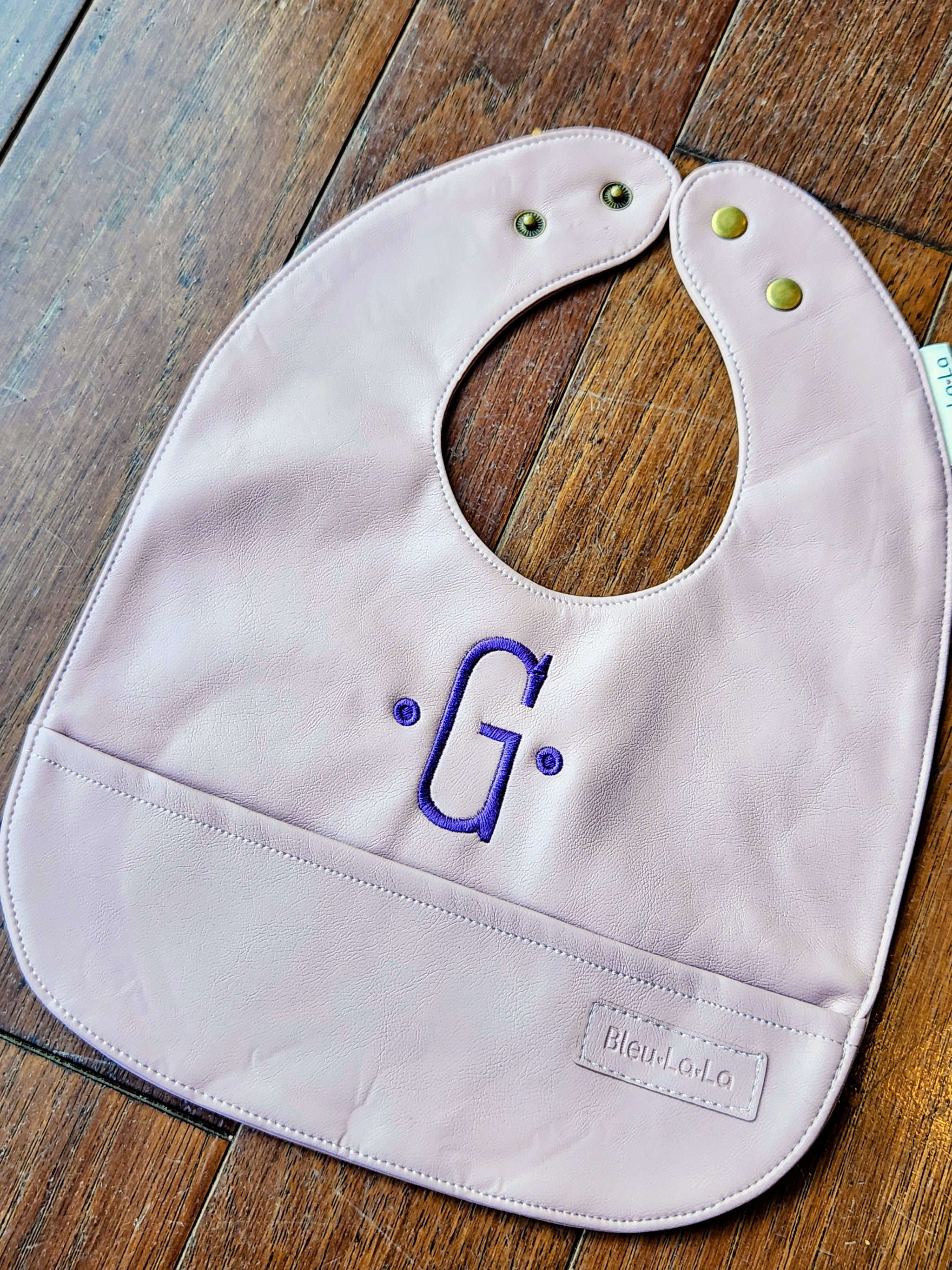 Mauve Leather Girls Bib