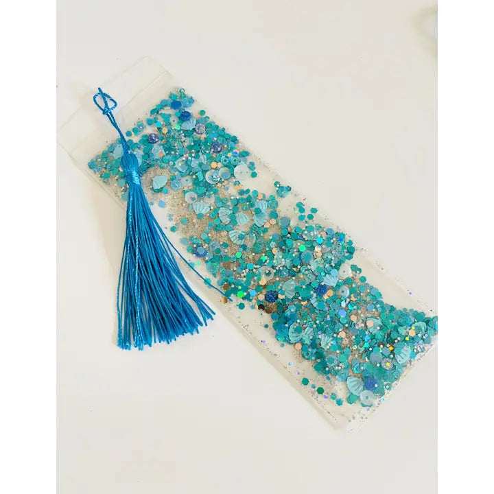 Turquoise Beach Glitter Shaker bookmark