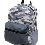 Grey Camo Color Block Canvas 2-Zipper Backpack